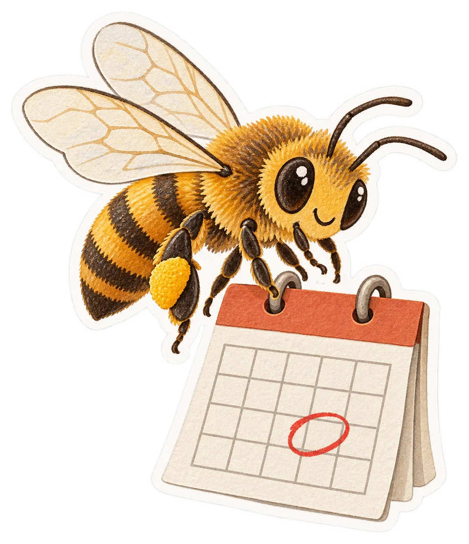 Une abeille devant un calendrier
