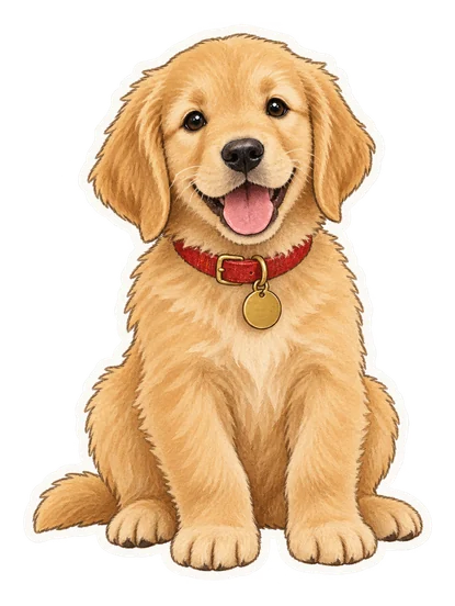 Un chiot golden retriever avec une médaille vierge