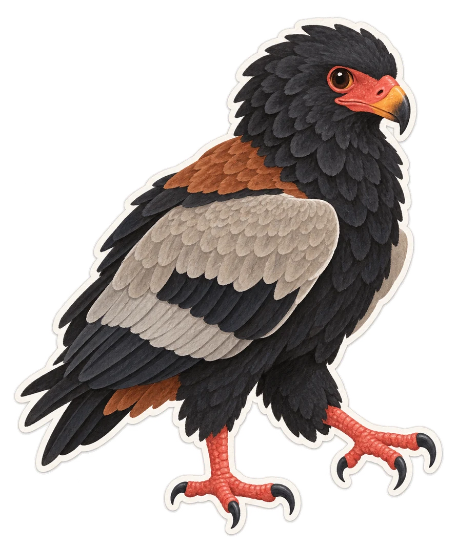 L'aigle bateleur (Terathopius ecaudatus)