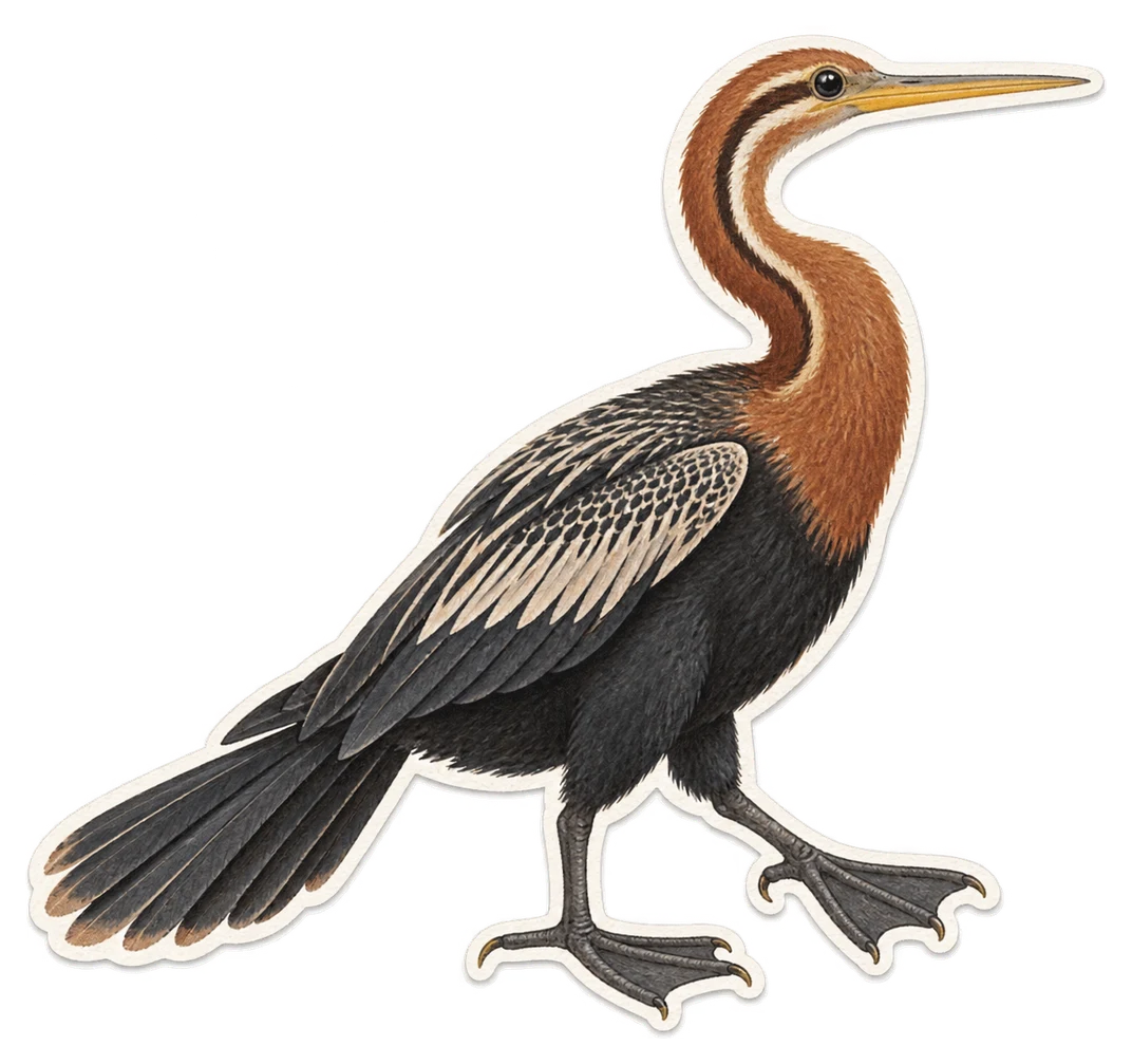 L'anhinga d'Afrique (Anhinga rufa)