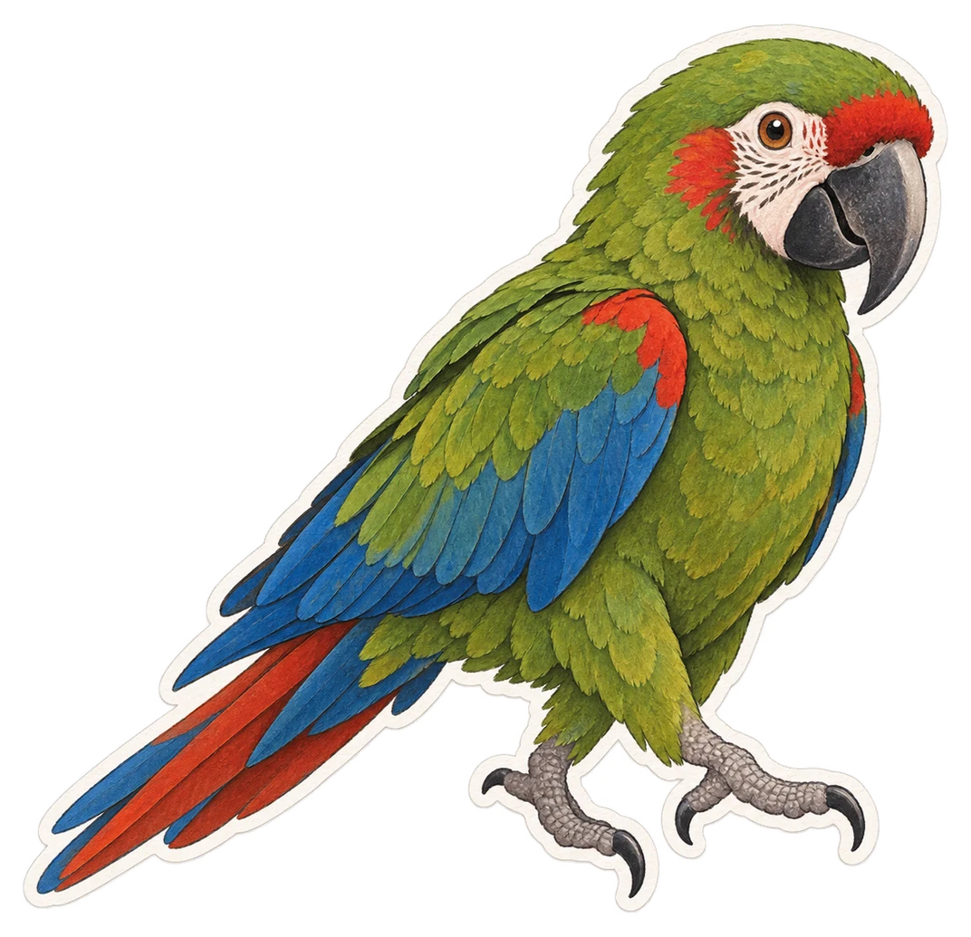 L'ara macavouanne (Orthopsittaca manilatus)
