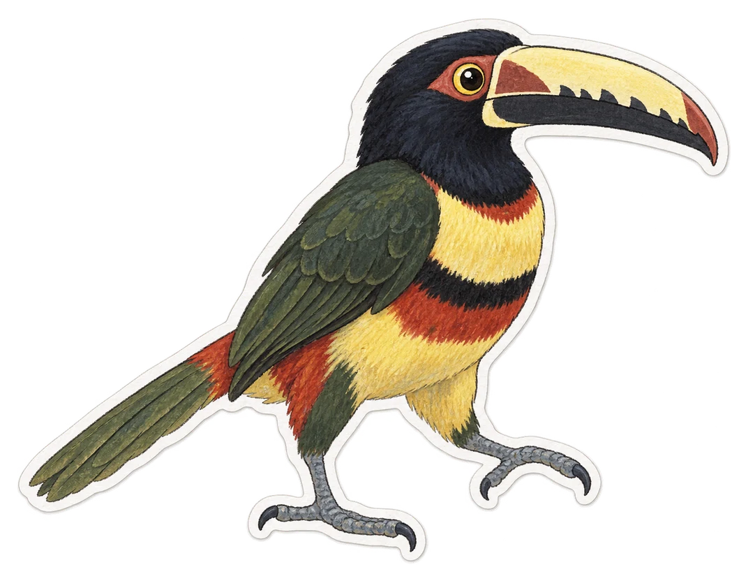 L'araçari à collier (Pteroglossus torquatus)