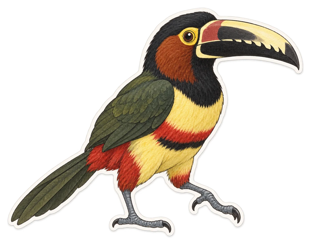 L'araçari à oreillons roux (Pteroglossus castanotis)
