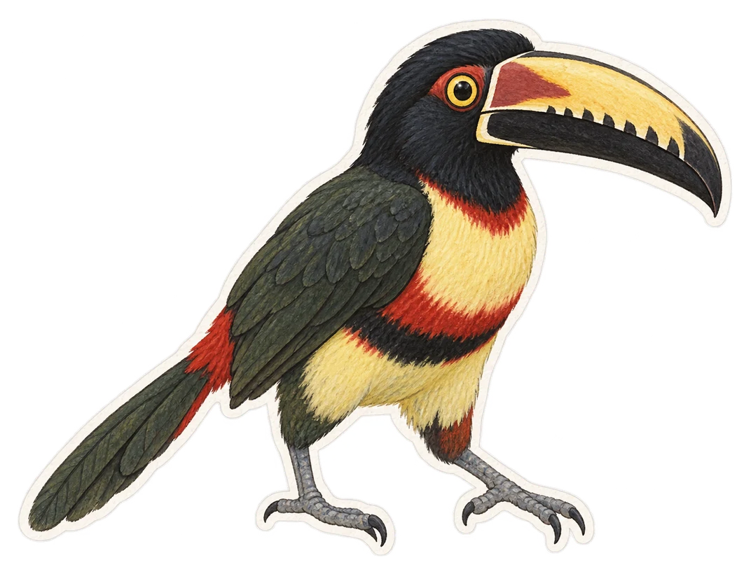 L'araçari maculé (Pteroglossus aracari)