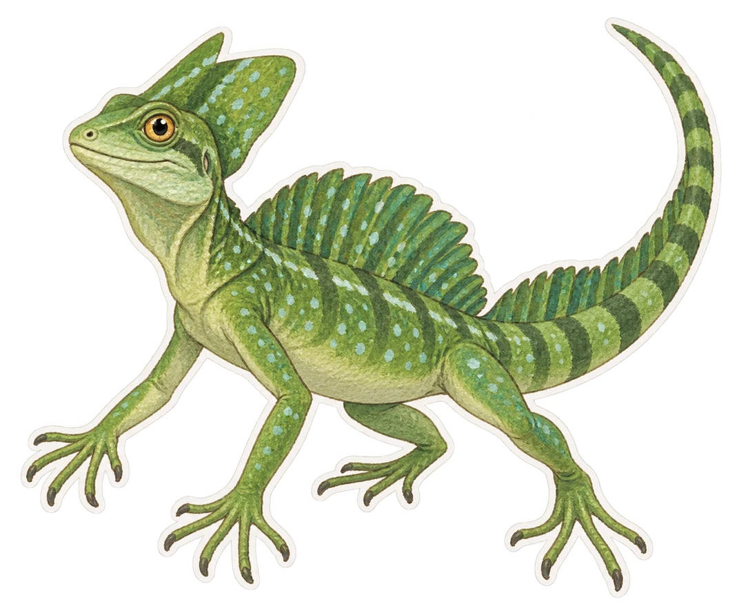 Le basilic vert (Basiliscus plumifrons)