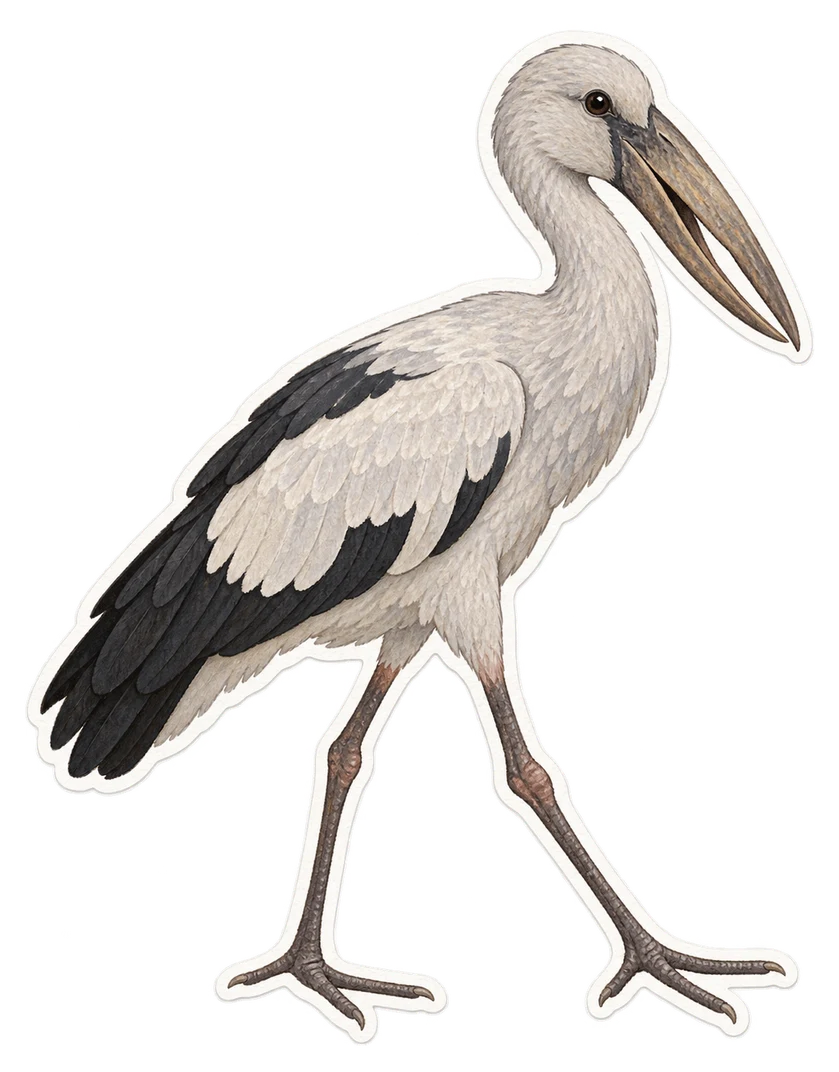 Le bec-ouvert indien (Anastomus oscitans)