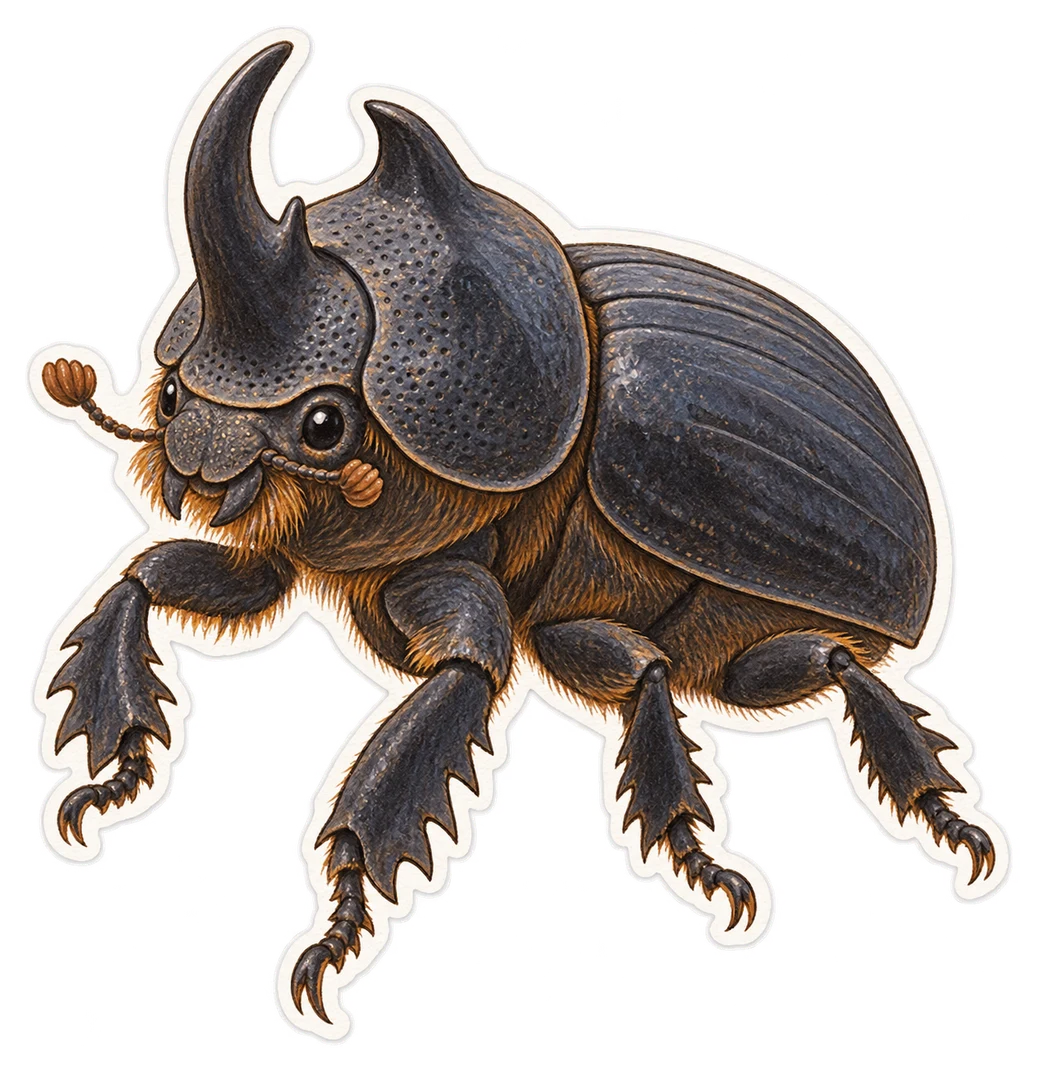 Le bousier minotaure (Typhaeus typhoeus)