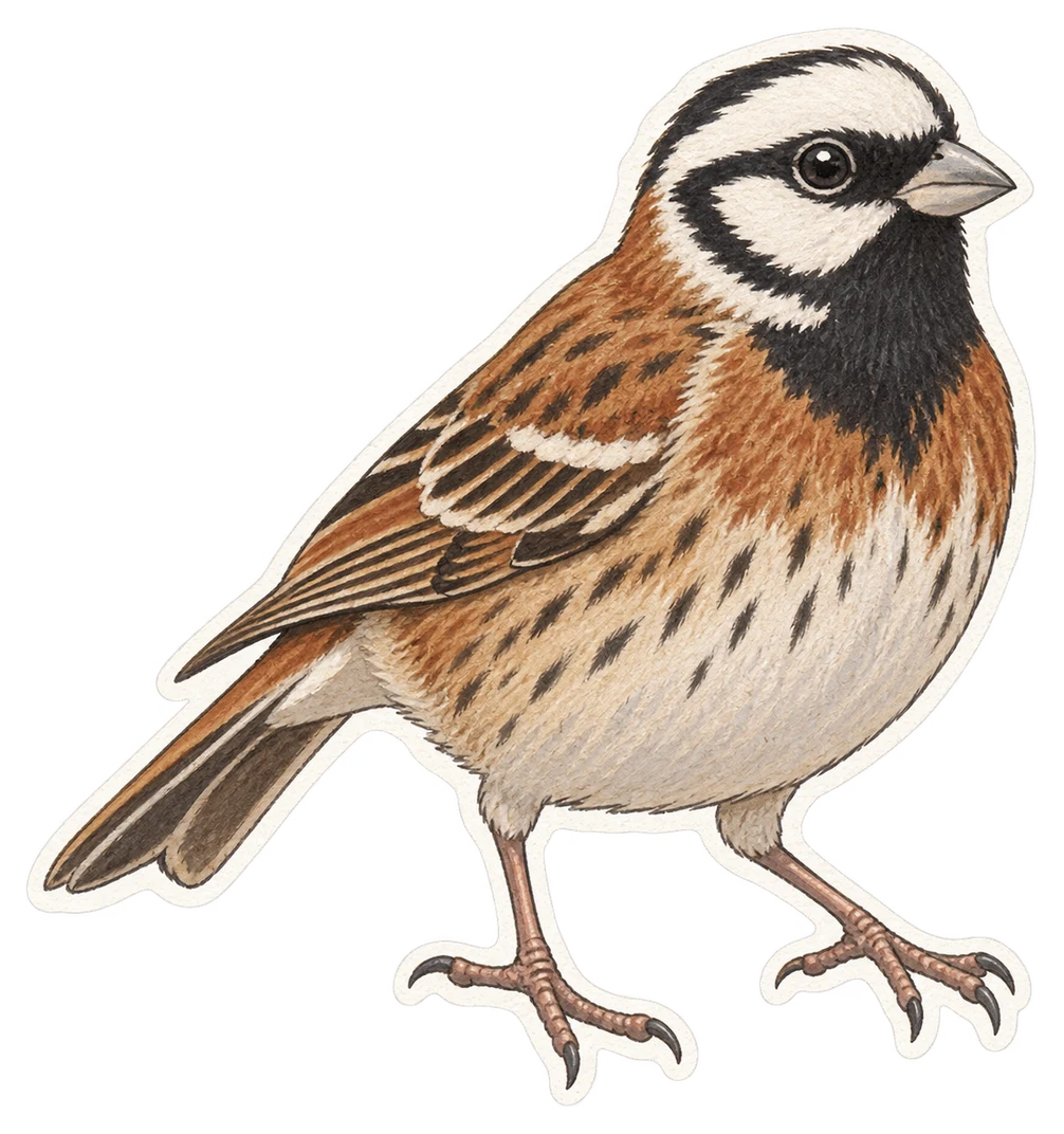 Le bruant à calotte blanche (Emberiza leucocephalos)
