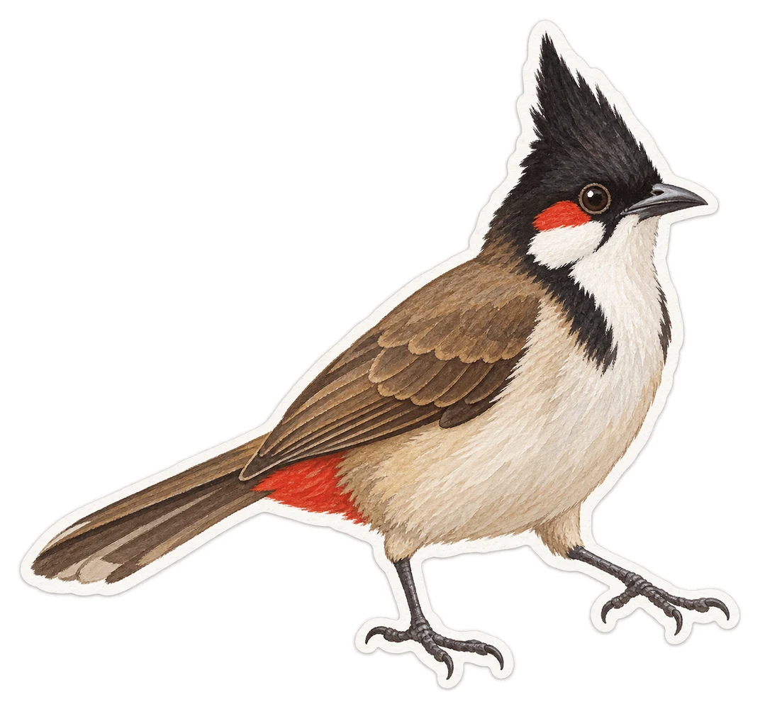 Le bulbul orphée (Pycnonotus jocosus)