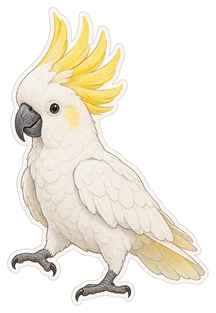 Le cacatoès à huppe jaune (Cacatua galerita)