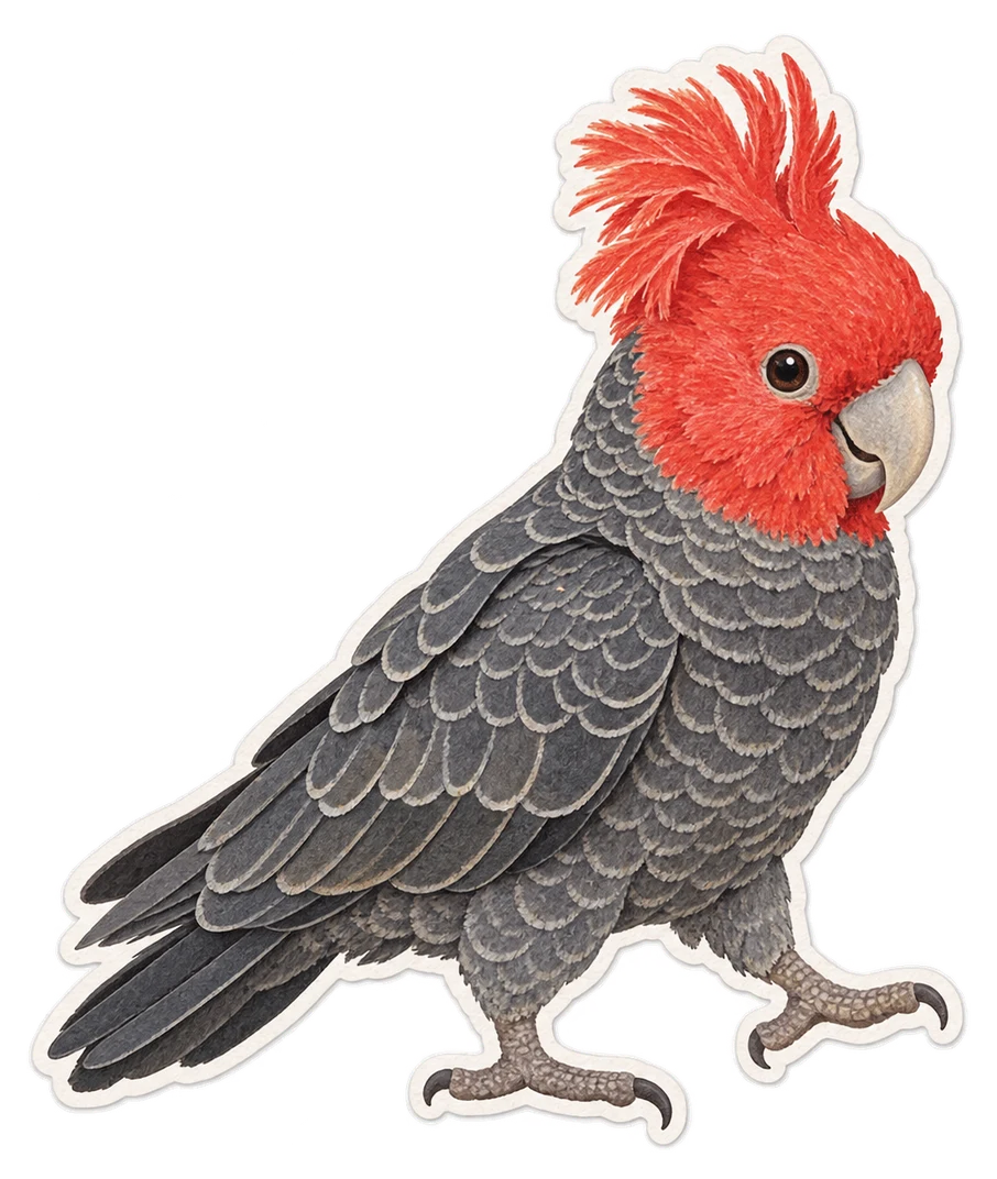 Le cacatoès à tête rouge (Callocephalon fimbriatum)