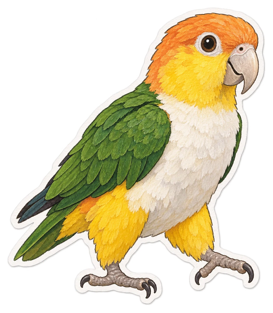 Le caïque à ventre blanc (Pionites leucogaster)