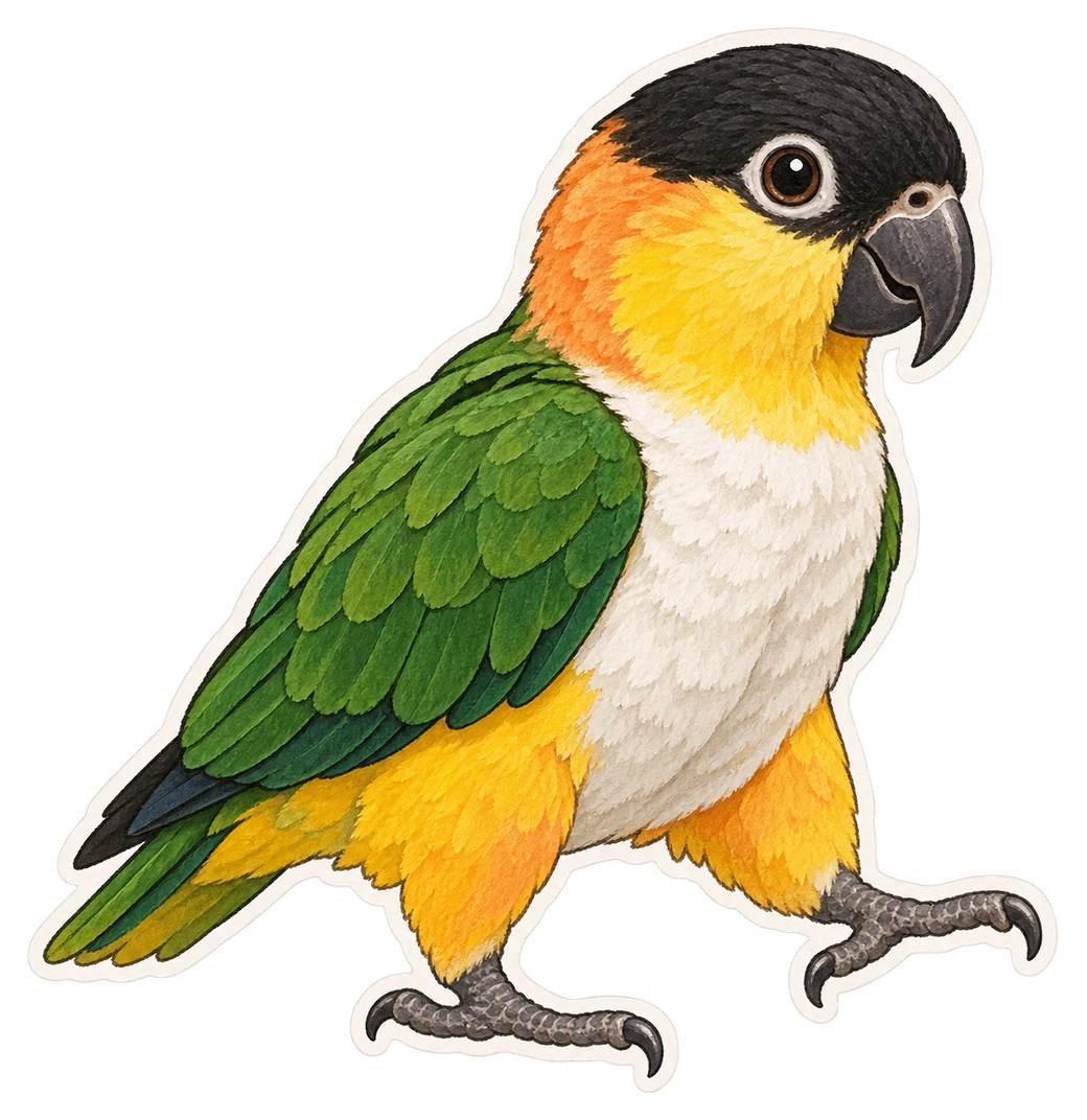 Le caïque maïpouri (Pionites melanocephalus)