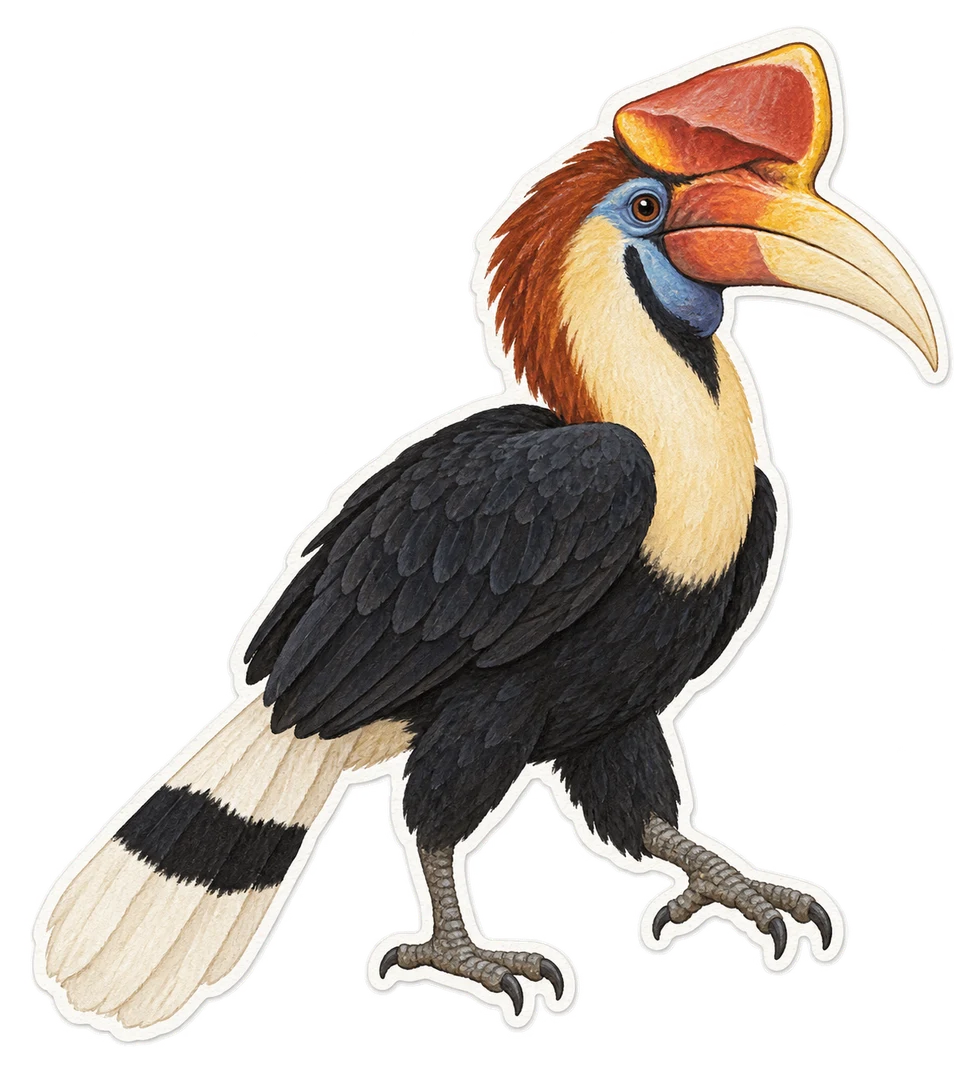 Le calao à cimier (Rhyticeros cassidix)