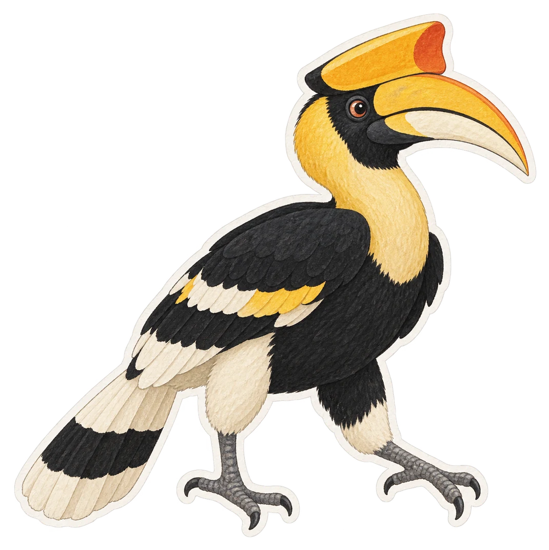 Le calao bicorne (Buceros bicornis)