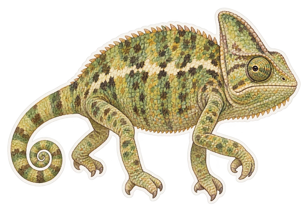 Le caméléon commun (Chamaeleo chamaeleon)