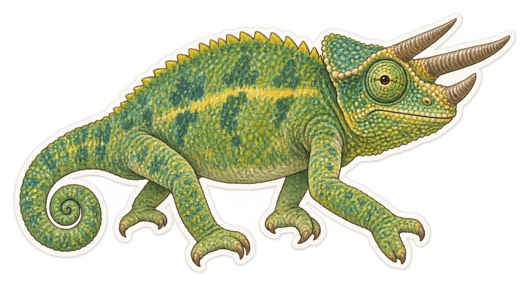 Le caméléon de Jackson (Trioceros jacksonii)