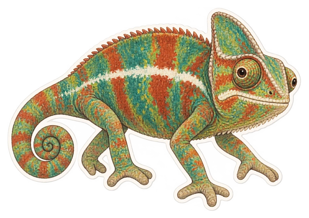Le caméléon casqué (Chamaeleo calyptratus)