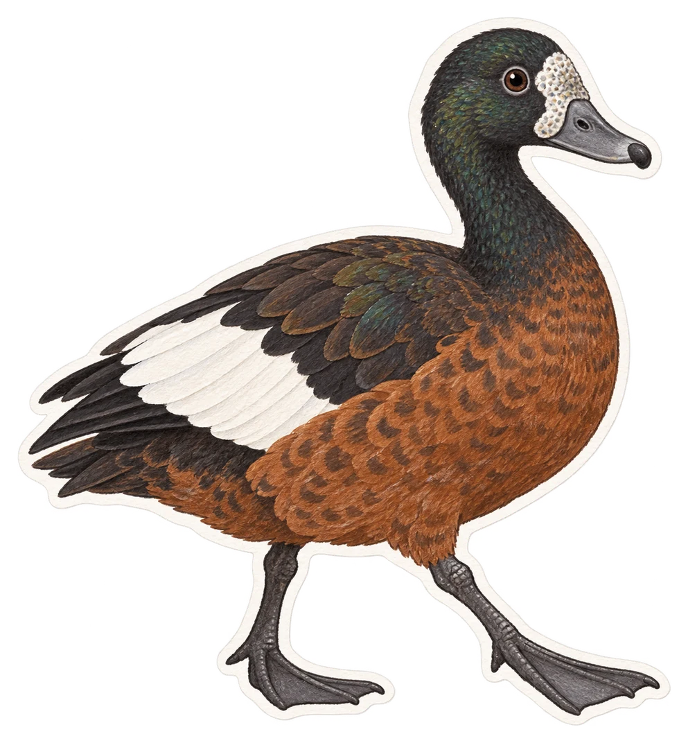 Le canard à ailes blanches (Asarcornis scutulata)