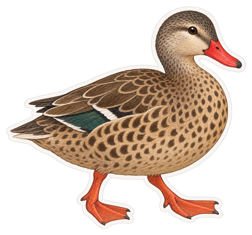 Le canard à bec rouge (Anas erythrorhyncha)