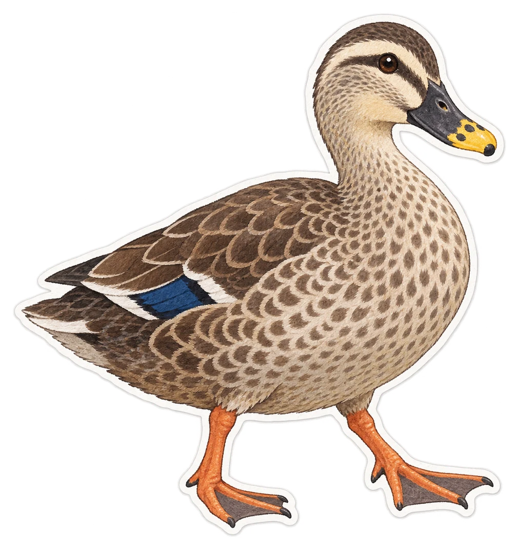 Le canard à bec tacheté (Anas poecilorhyncha)
