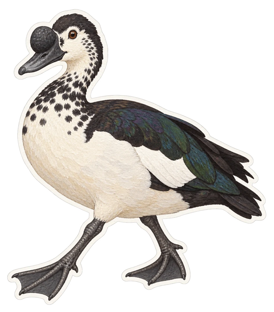 Le canard à bosse (Sarkidiornis melanotos)