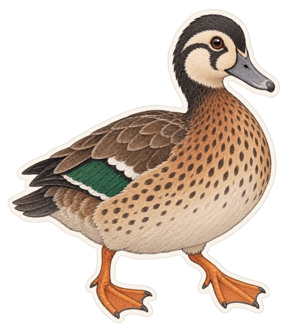 Le canard à lunettes (Anas specularis)