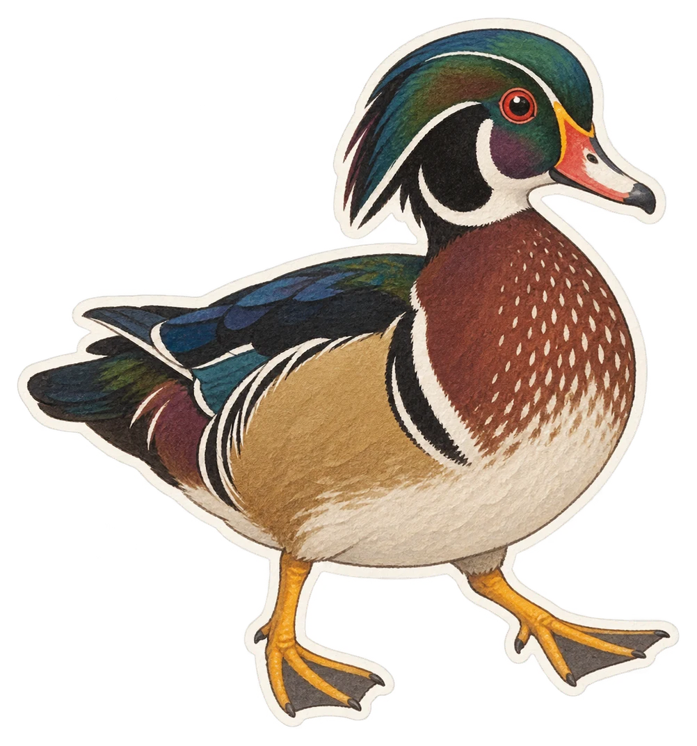 Le canard branchu (Aix sponsa)