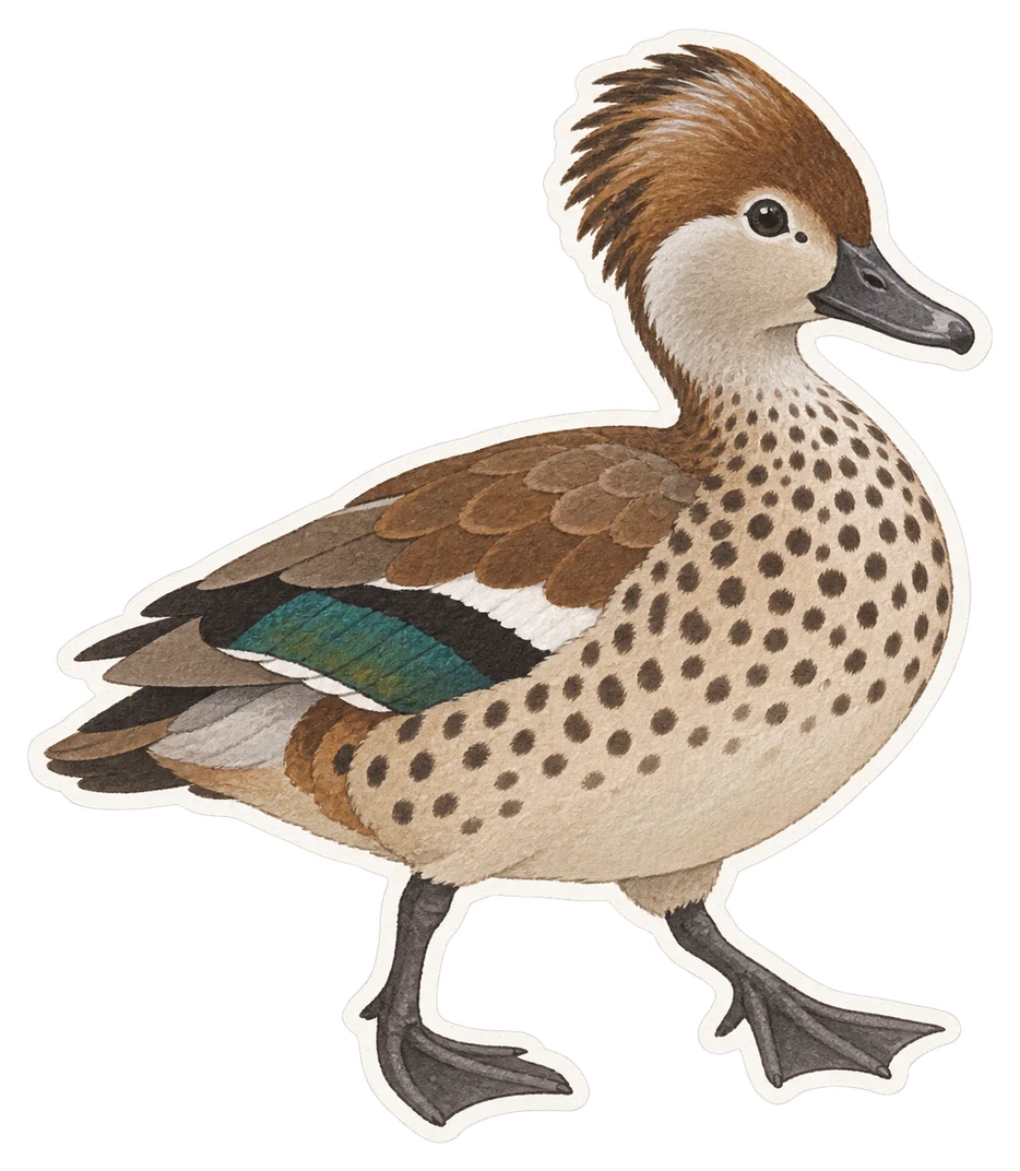 Le canard huppé (Lophonetta specularioides)