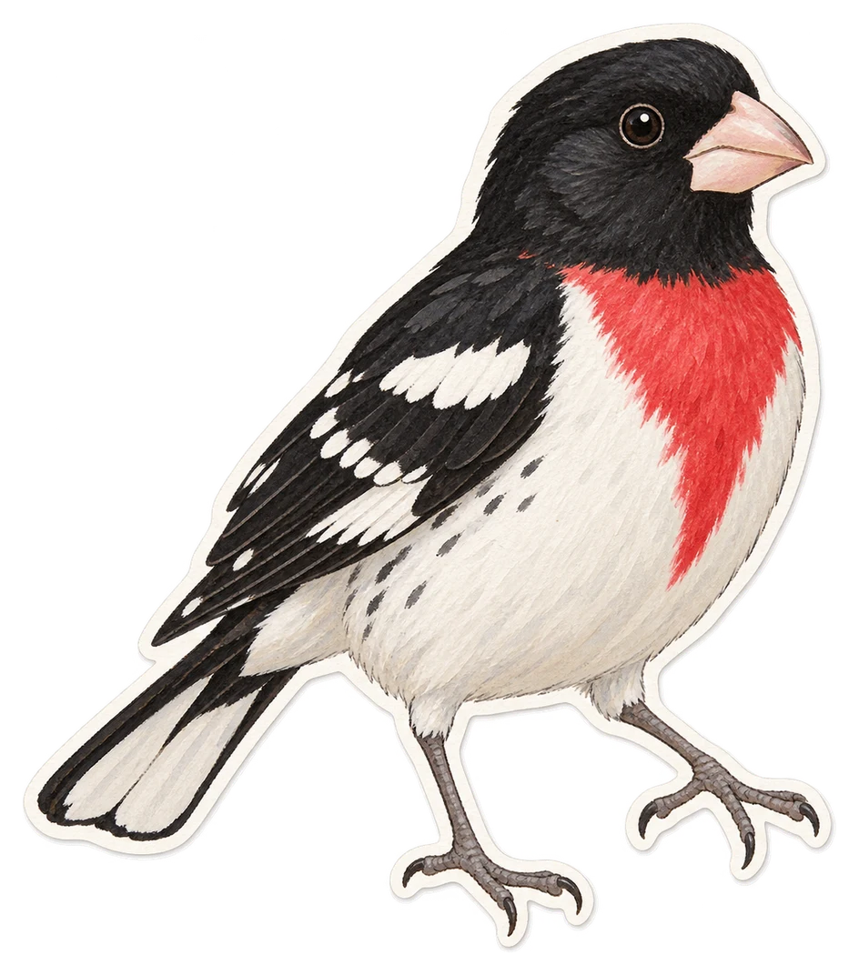 Le cardinal à poitrine rose (Pheucticus ludovicianus)