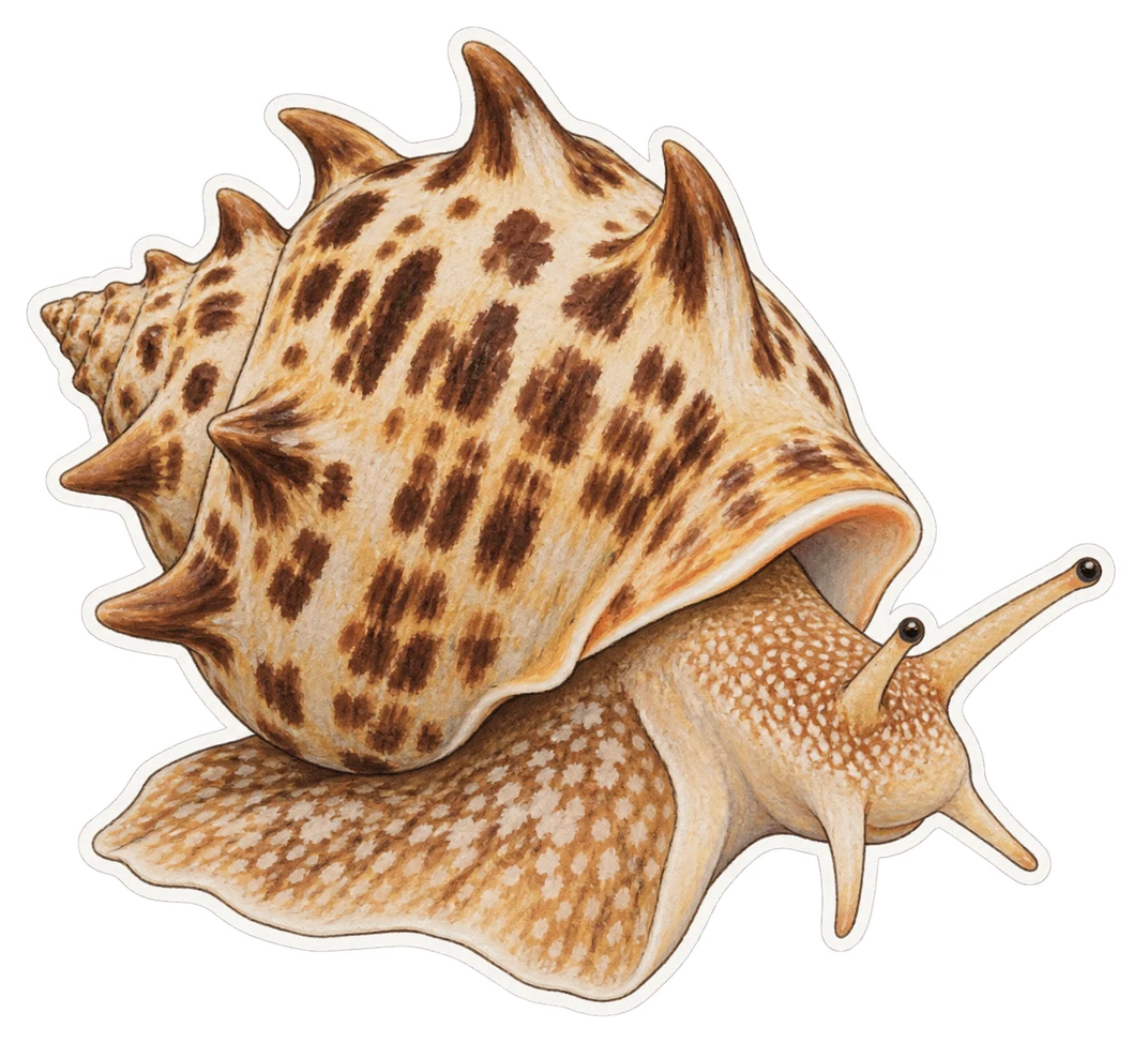Le casque cornu (Cassis cornuta)