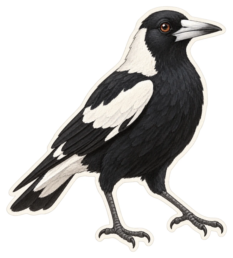 Le cassican flûteur (Gymnorhina tibicen)