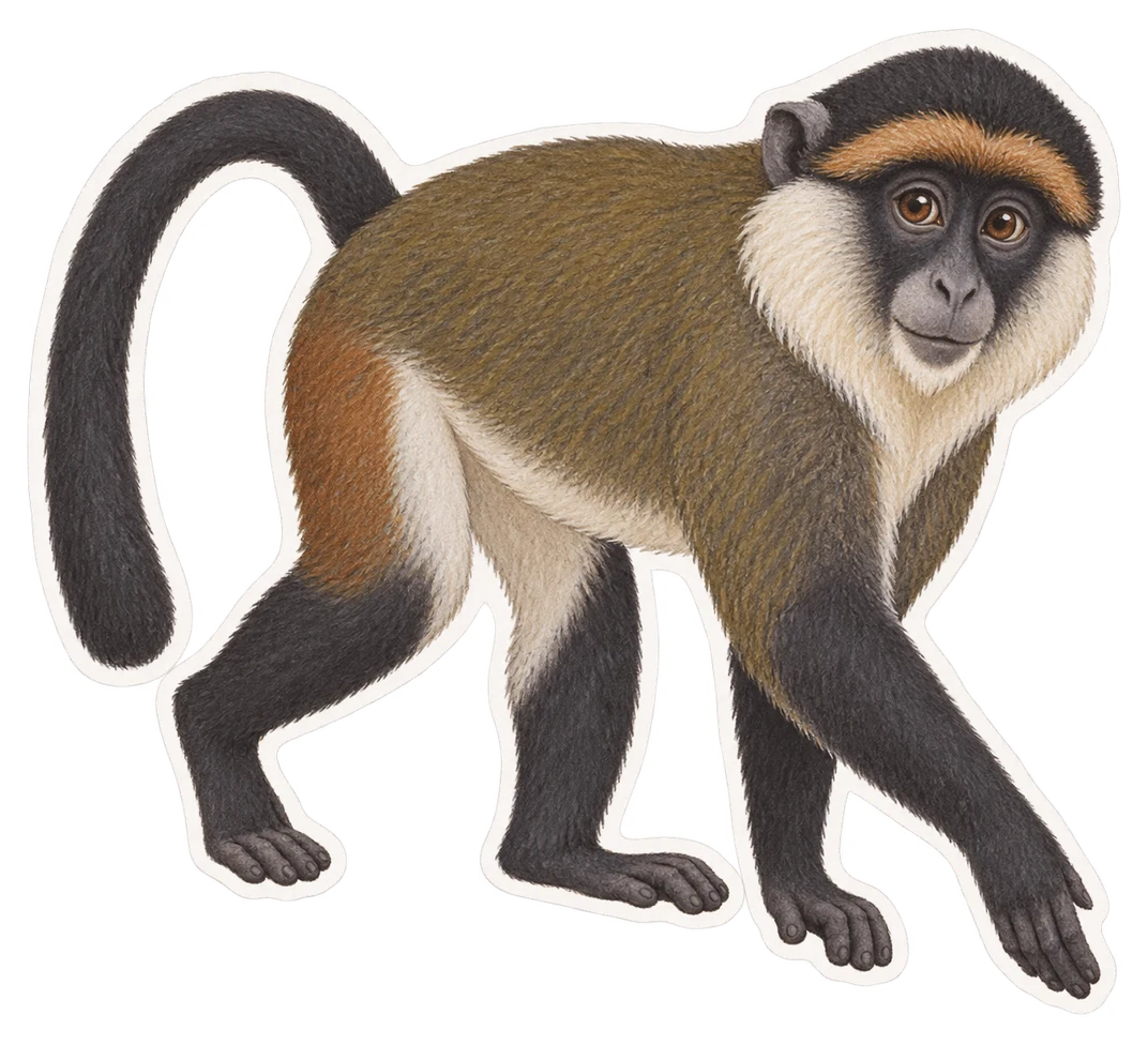 Le cercocèbe enfumé (Cercocebus atys)