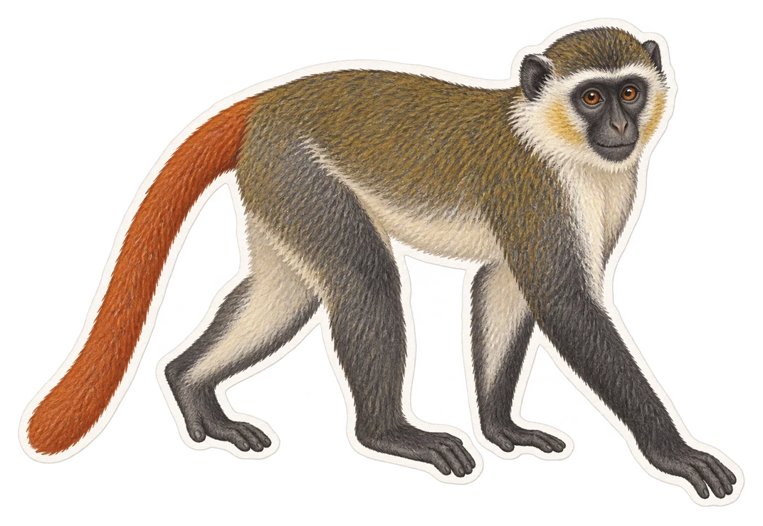 Le cercopithèque à queue rouge (Cercopithecus ascanius)