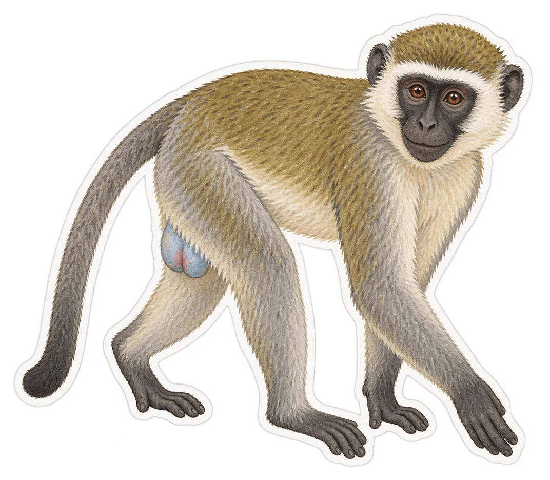 Le cercopithèque vert (Chlorocebus sabaeus)