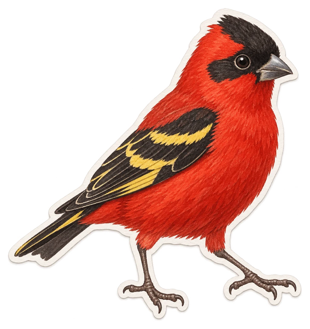 Le chardonneret rouge (Spinus cucullatus)
