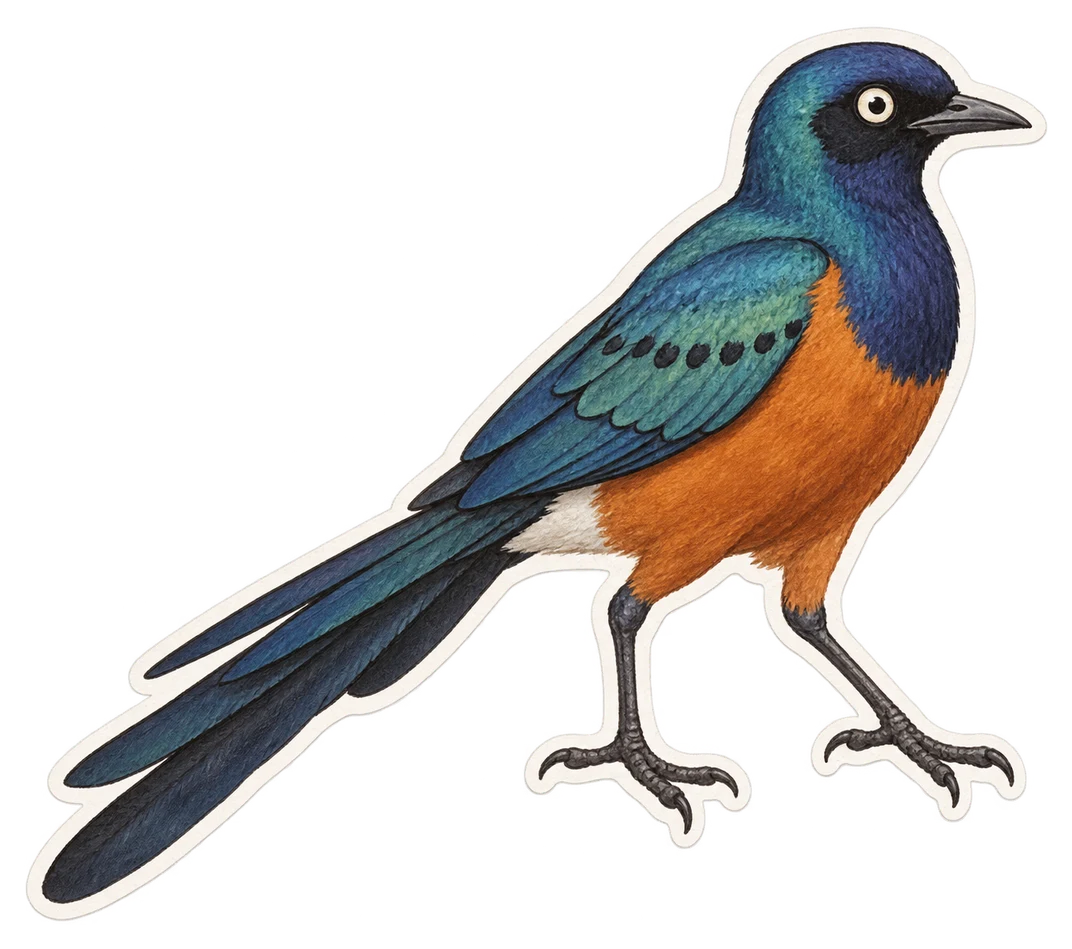 Le choucador à longue queue (Lamprotornis caudatus)