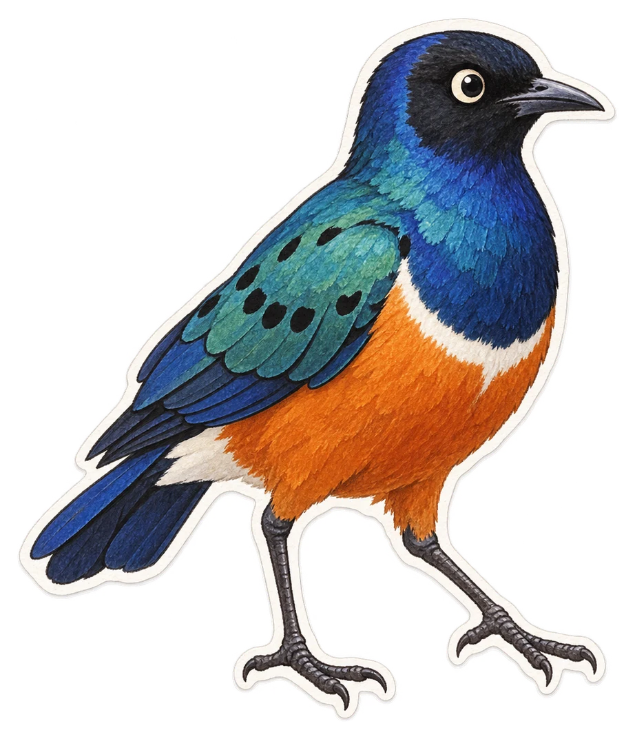 Le choucador superbe (Lamprotornis superbus)