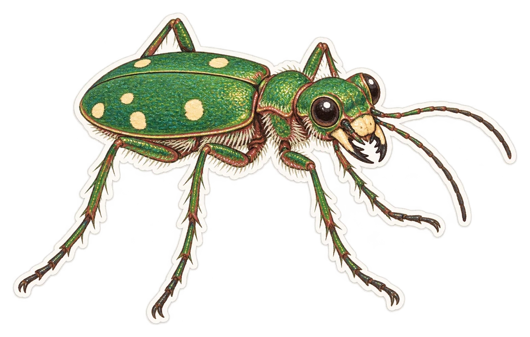 La cicindèle à six points (Cicindela sexguttata)