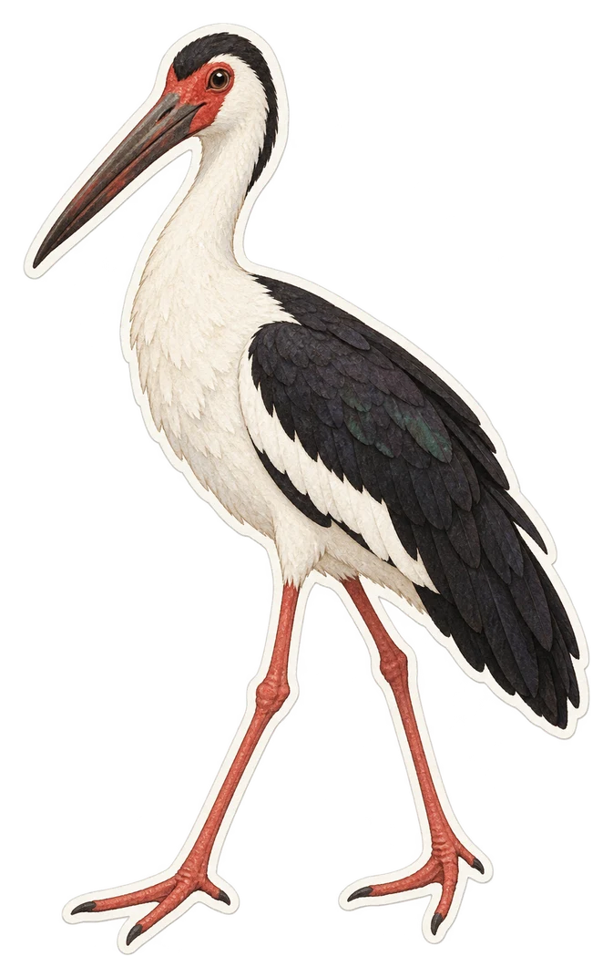 La cigogne épiscopale (Ciconia episcopus)