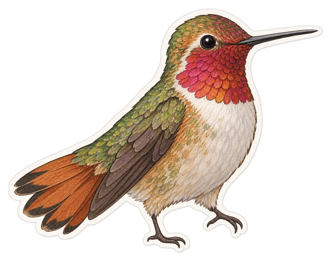 Le colibri à queue large (Selasphorus platycercus)