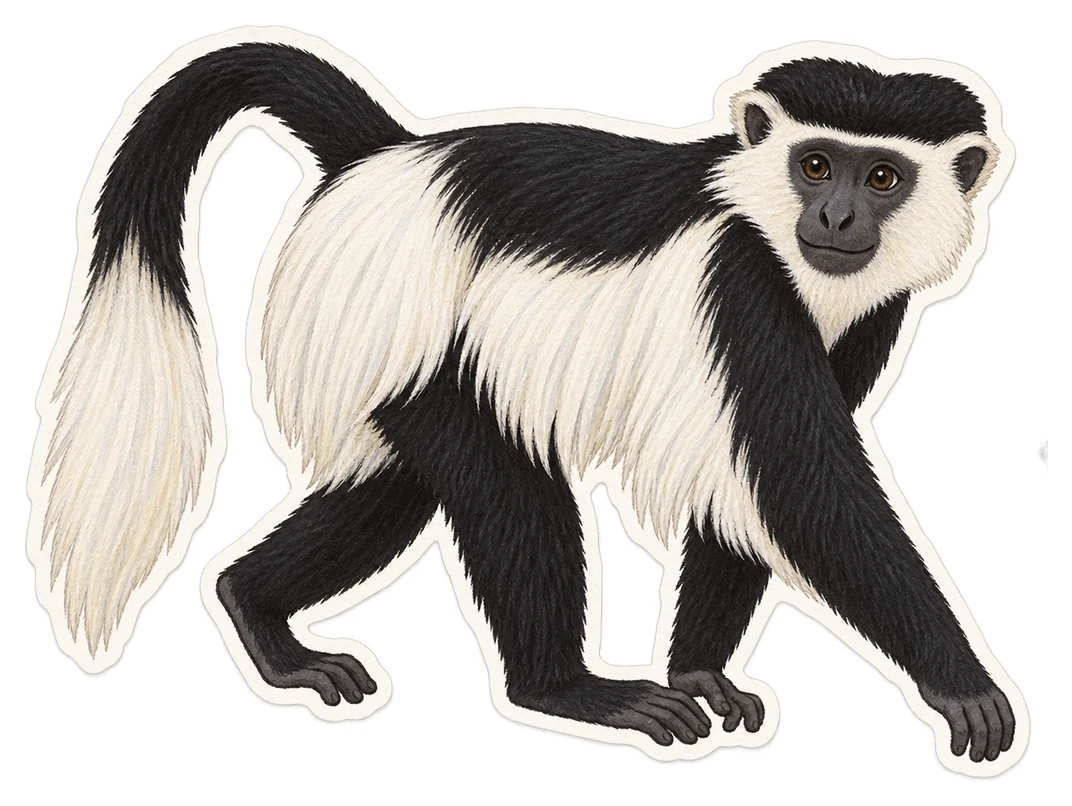 Le colobe de Geoffroy (Colobus vellerosus)