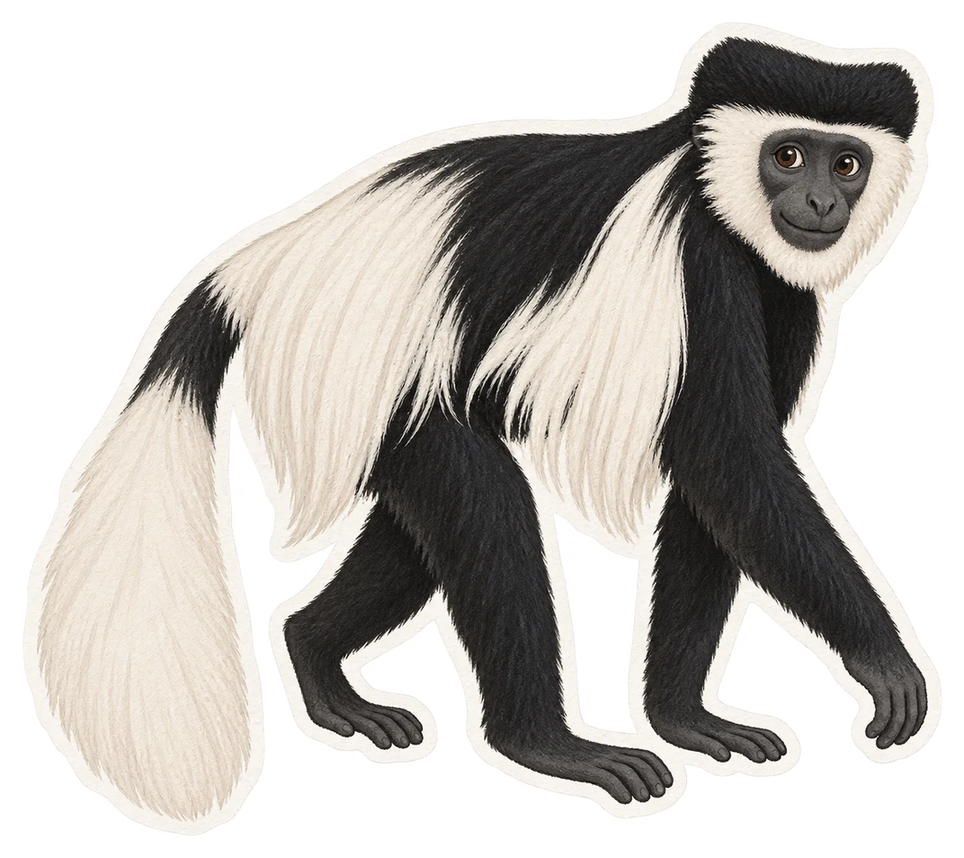 Le colobe noir (Colobus satanas)