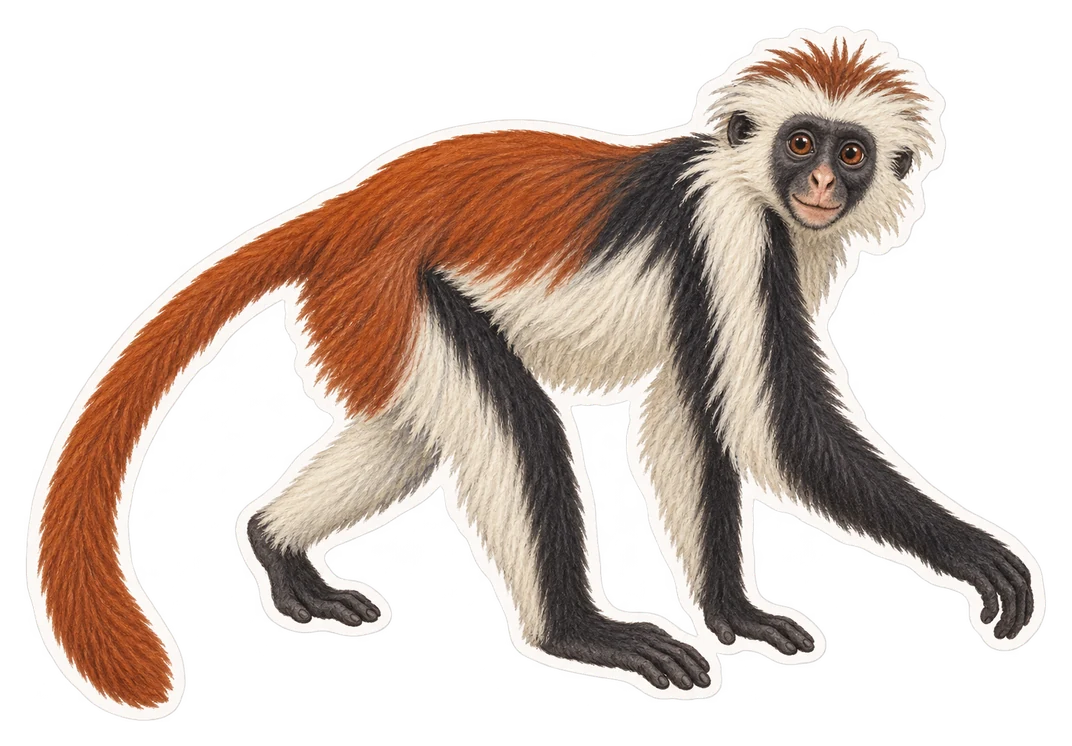 Le colobe roux de Zanzibar (Piliocolobus kirkii)