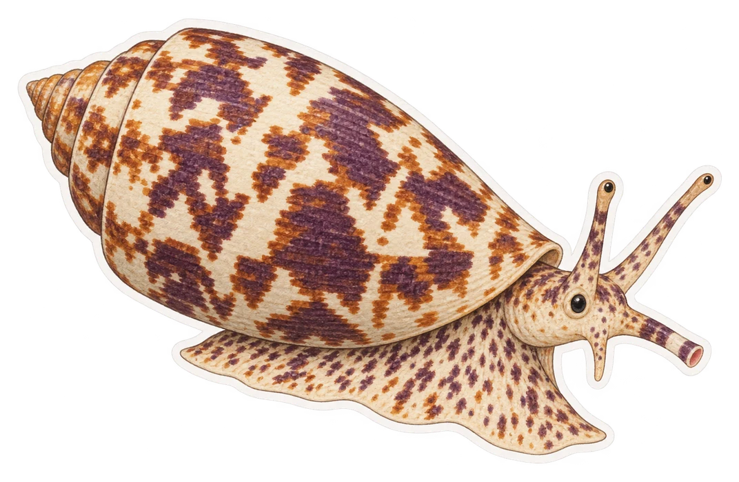 Le cône pourpre (Conus purpurascens)