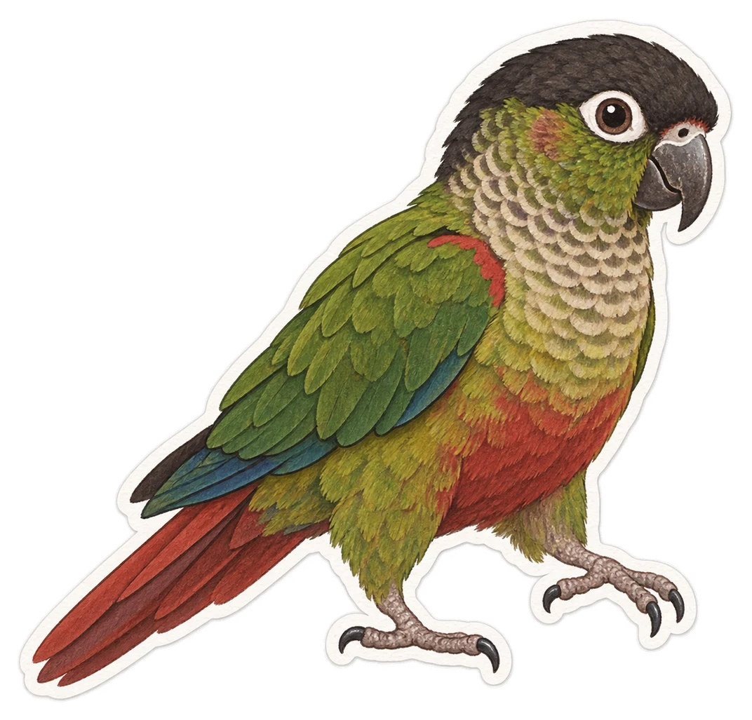 La conure à cape noire (Pyrrhura rupicola)