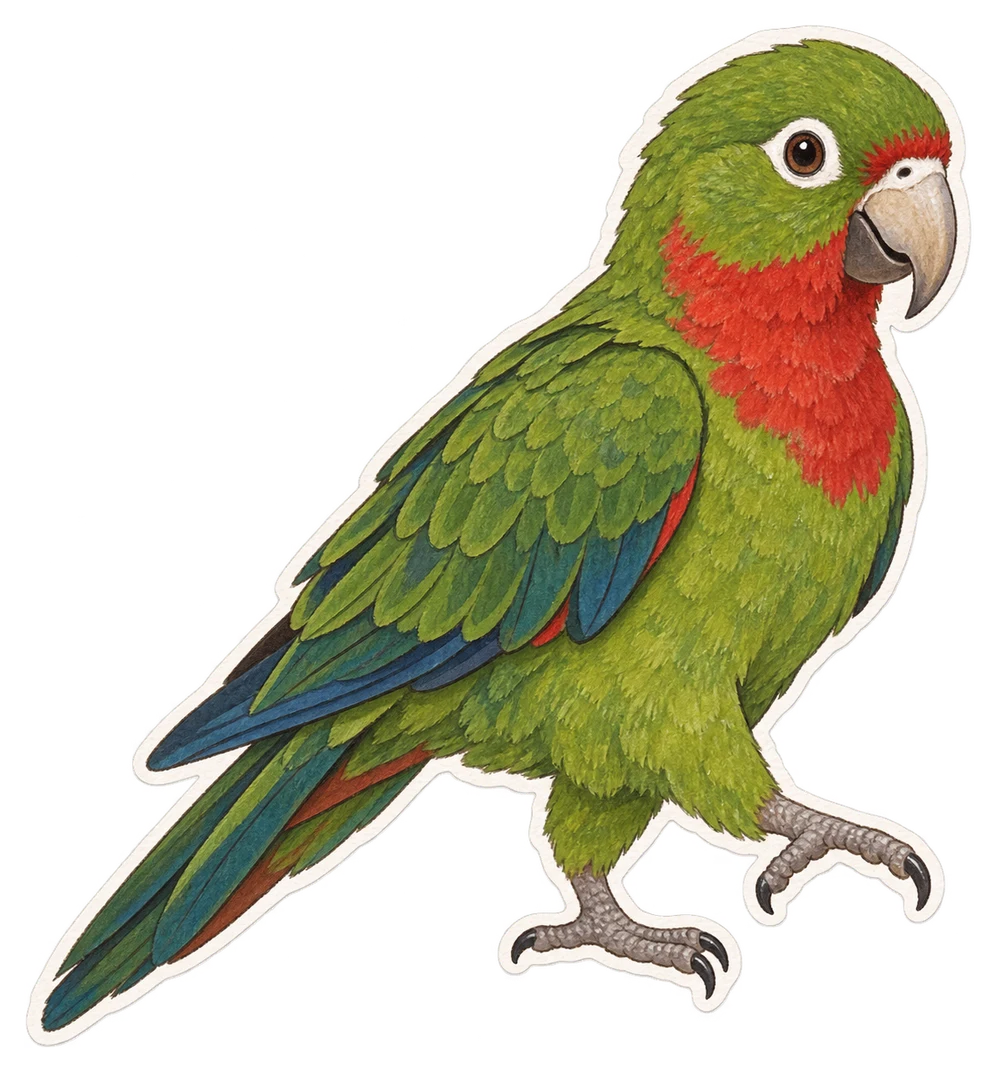 La conure à gorge rouge (Psittacara rubritorquis)