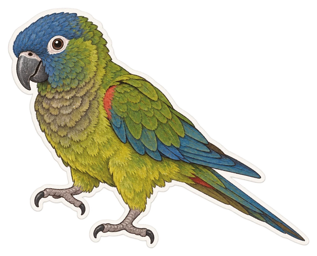 La conure à tête bleue (Thectocercus acuticaudatus)