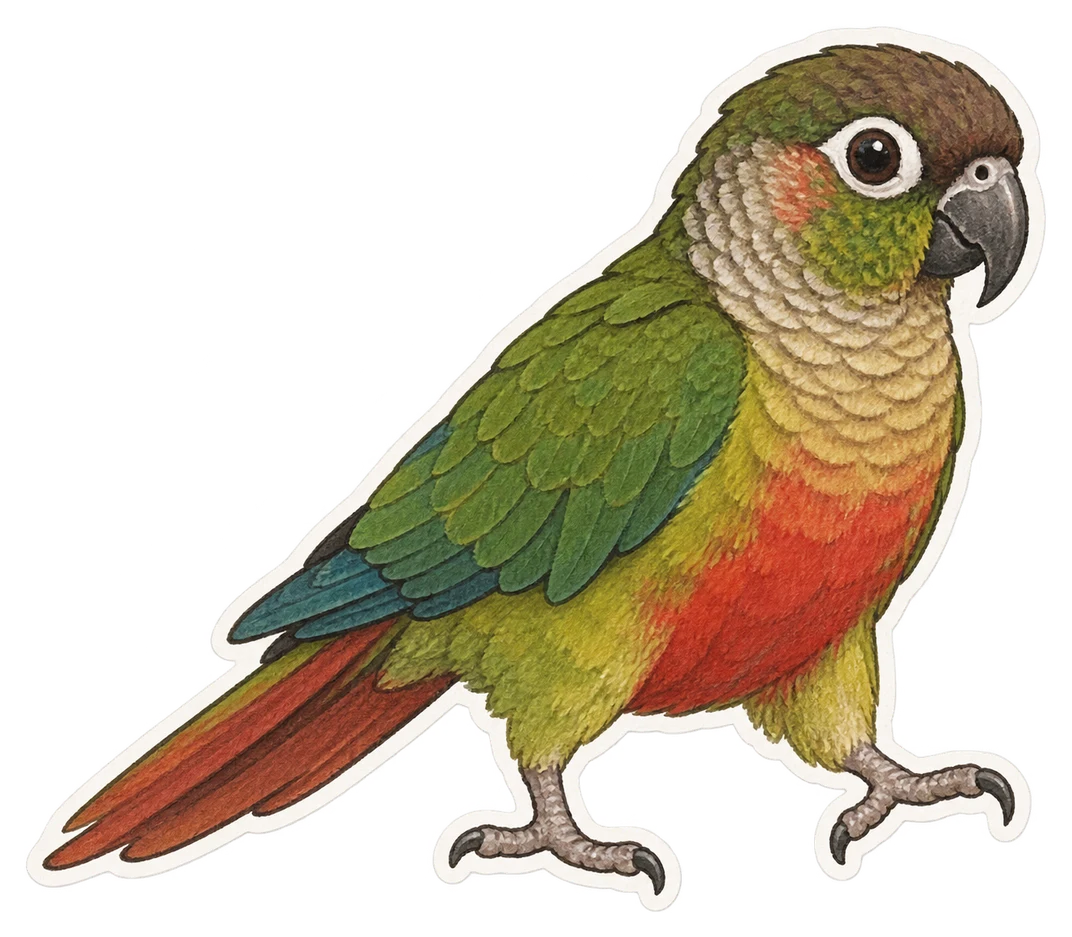 La conure à ventre rouge (Pyrrhura perlata)