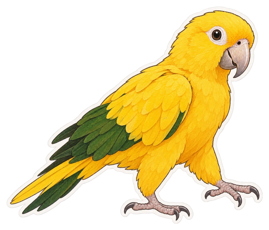 La conure dorée (Guaruba guarouba)
